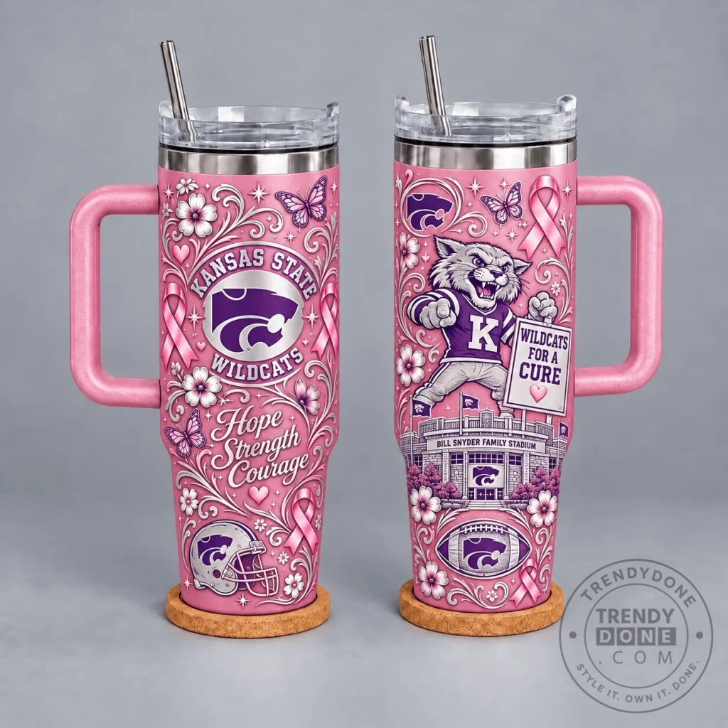 Kansas State Wildcats Breast Cancer Awareness Pink Floral Hope Strength Courage Tumbler Kansas State Wildcats Breast Cancer Awareness Pink Floral Hope Strength Courage Tumbler
