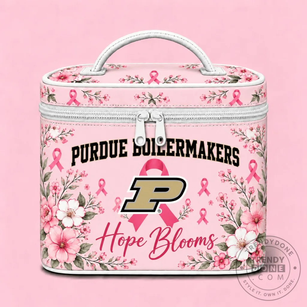 Purdue Boilermakers Breast Cancer Awareness Hope Blooms Cosmetic Bag Purdue Boilermakers Breast Cancer Awareness Hope Blooms Cosmetic Bag
