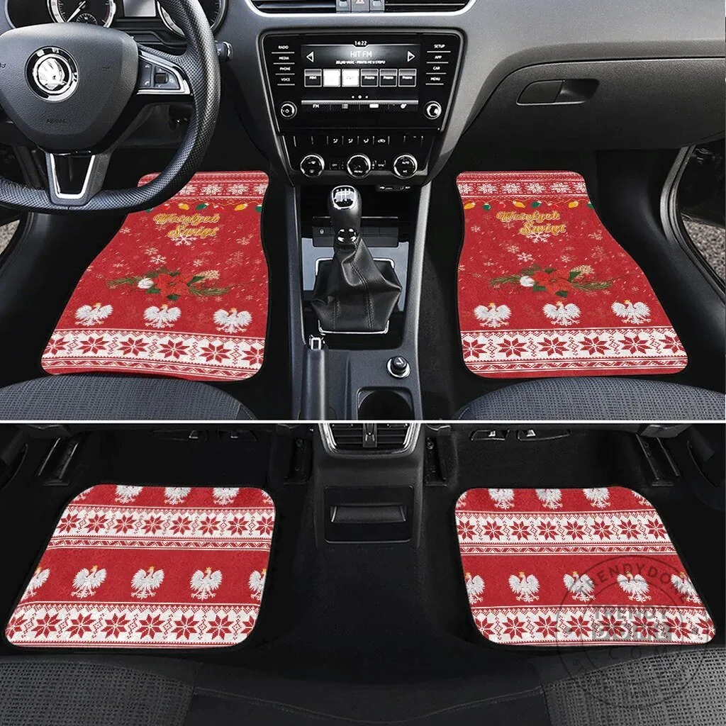 Polish Christmas White Eagle Snow Theme Car Floor Mats Set 17 Polish Christmas White Eagle Snow Theme Car Floor Mats Set