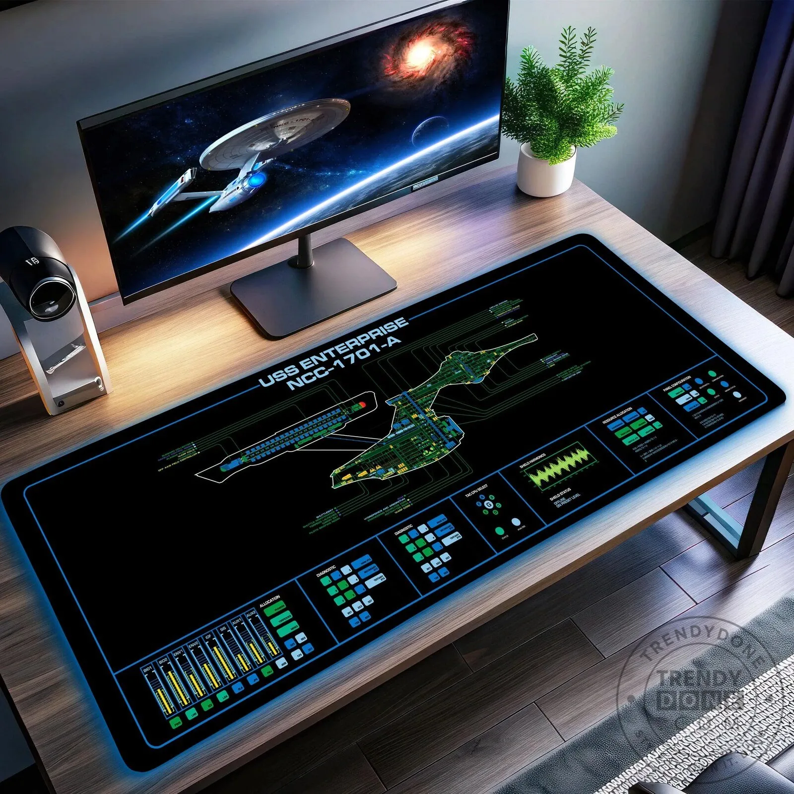 Star Trek USS Enterprise NCC-1701-A Blueprint LED Gaming Mousepad
