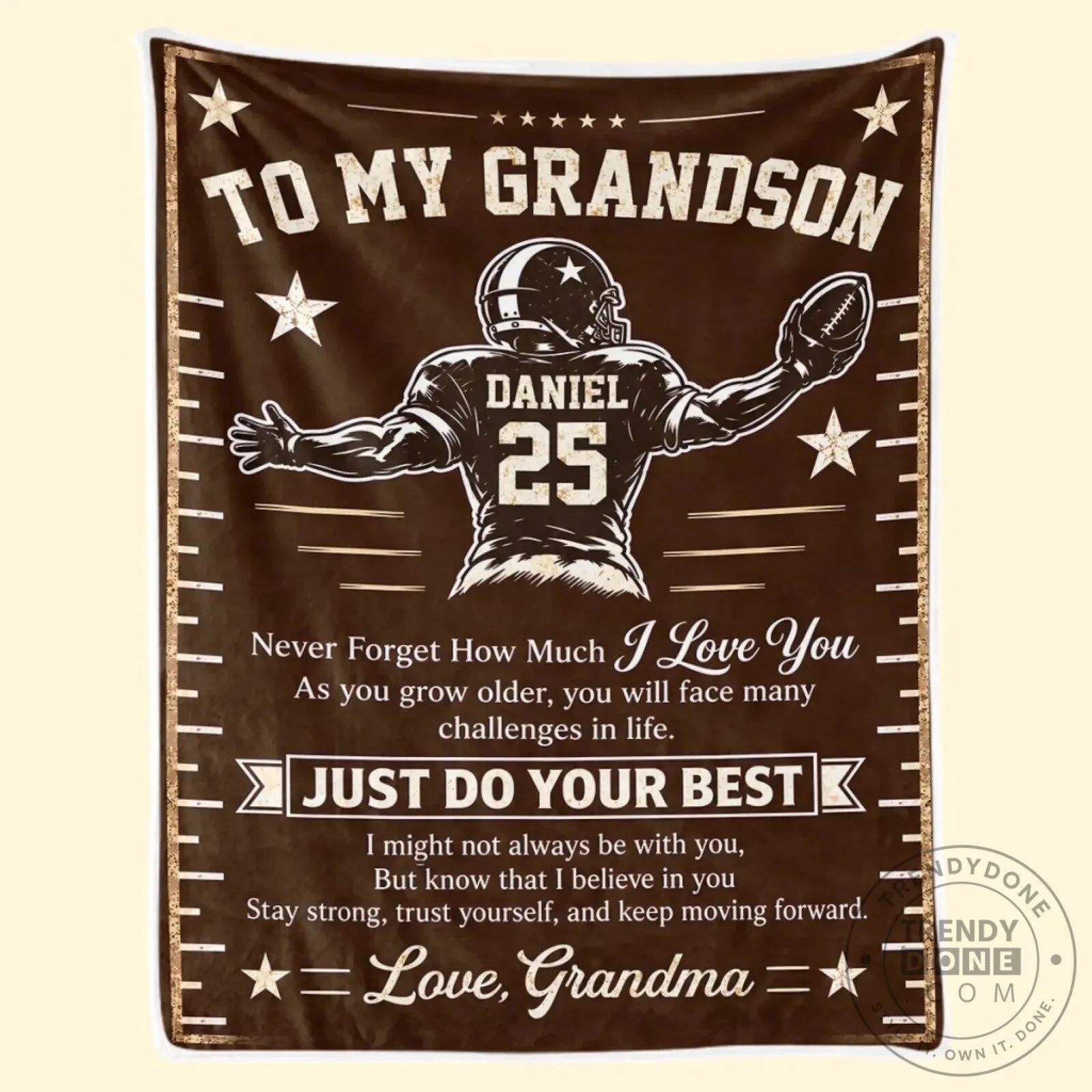 To My Grandson Football Player Personalized Blanket from Grandma 13 To My Grandson Football Player Personalized Blanket from Grandma