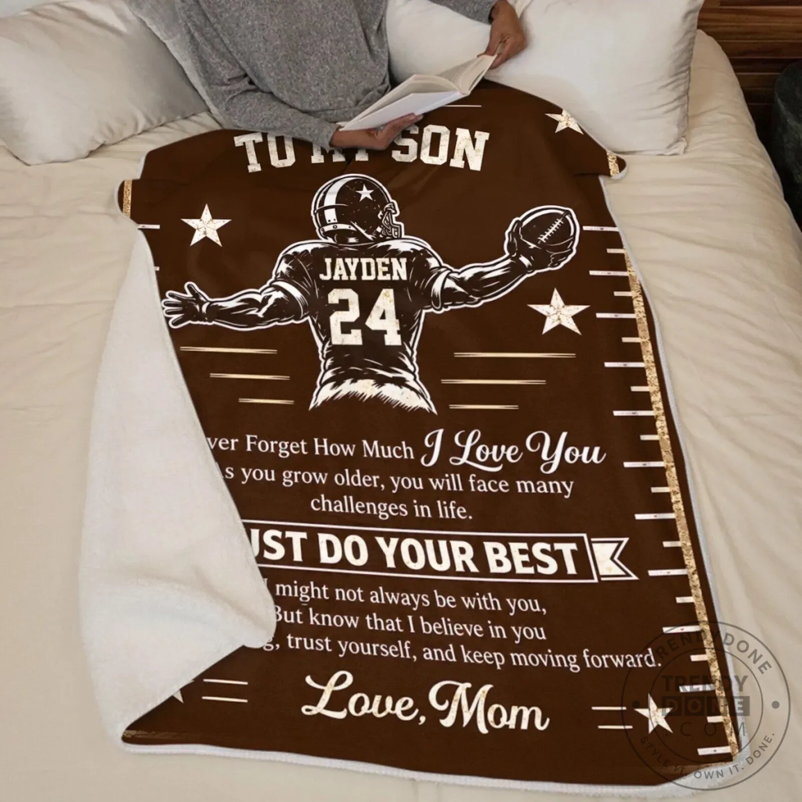 To My Grandson Football Player Personalized Blanket from Grandma 16 To My Grandson Football Player Personalized Blanket from Grandma