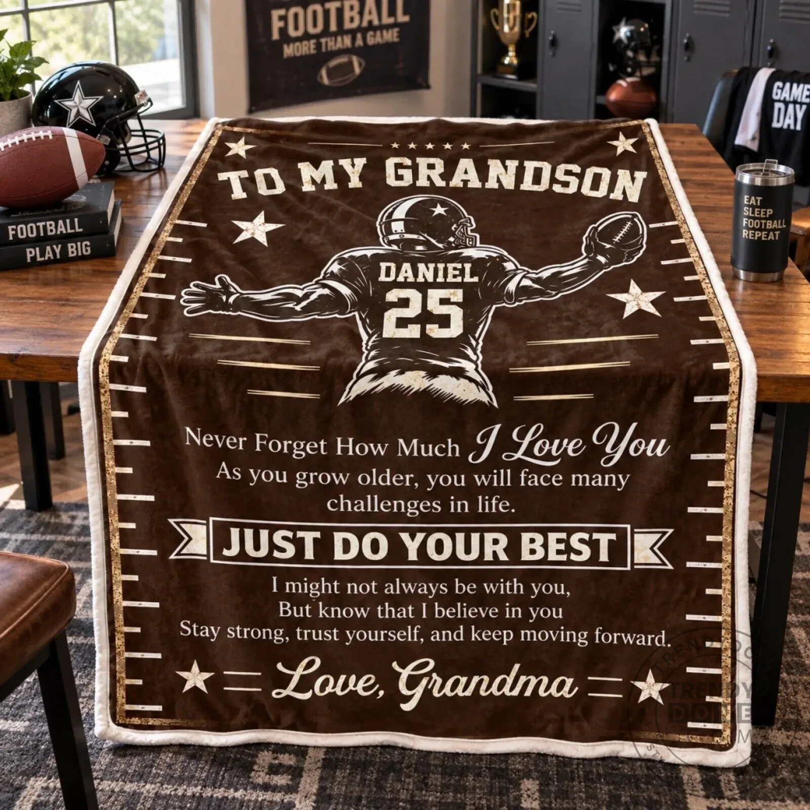 To My Grandson Football Player Personalized Blanket from Grandma 17 To My Grandson Football Player Personalized Blanket from Grandma