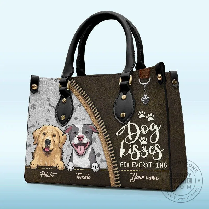 Personalized Dog Kisses Fix Everything Golden Retriever Pitbull Custom Handbag