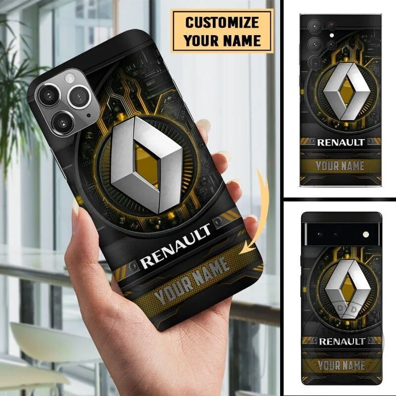 Renault Car Logo Personalized Custom Name Black Phone Case for All Models 7 Renault Car Logo Personalized Custom Name Black Phone Case for All Models