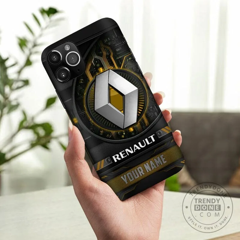 Renault Car Logo Personalized Custom Name Black Phone Case for All Models 9 Renault Car Logo Personalized Custom Name Black Phone Case for All Models
