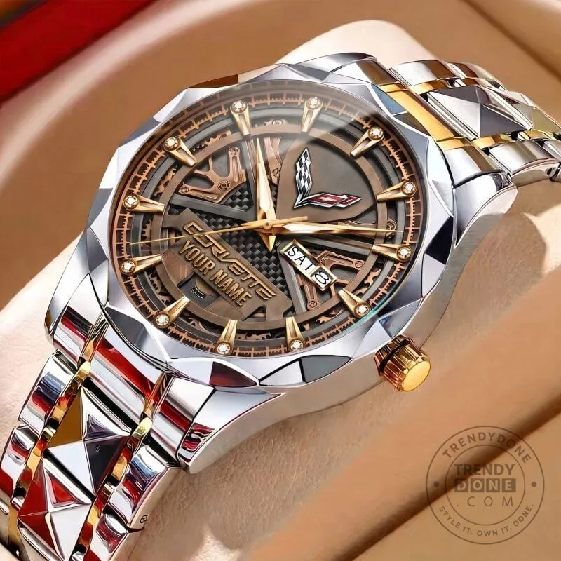 Corvette Custom Name Elegant Design Men's Stainless Steel Watch