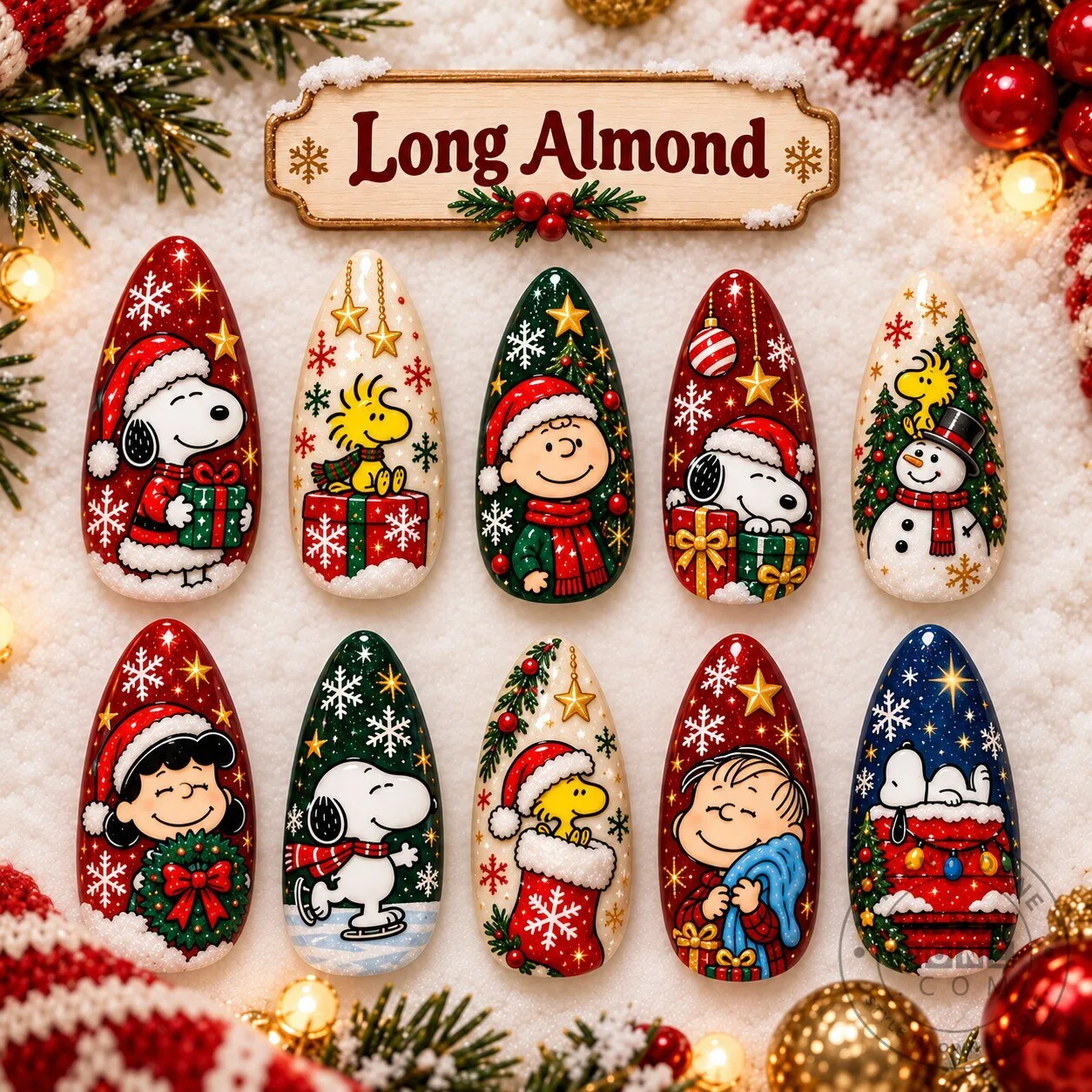 Peanuts Christmas Snoopy and Friends Holiday Press-On Nails Set
