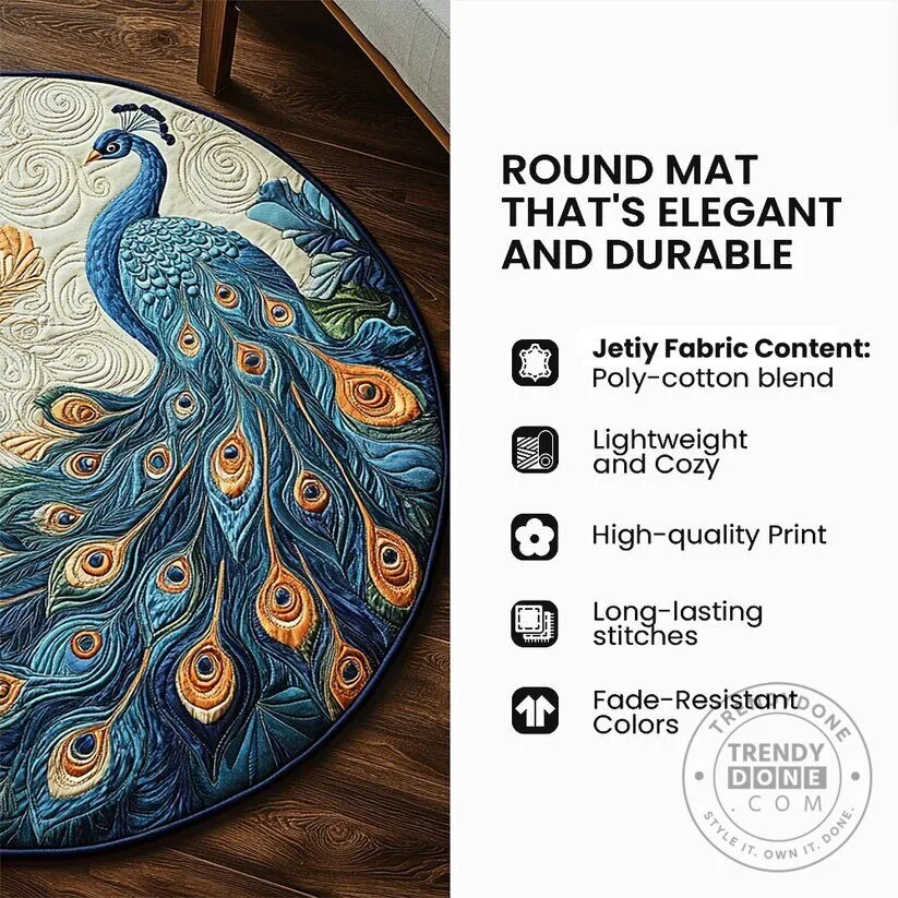 Santa Claus Reading Book on Ice Flow Christmas Round Quilted Mat 9 Santa Claus Reading Book on Ice Flow Christmas Round Quilted Mat