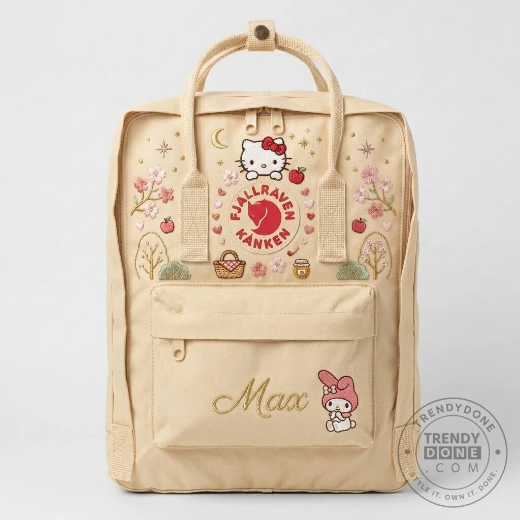 Hello Kitty and My Melody Embroidered Fjallraven Kanken Backpack 11 Hello Kitty and My Melody Embroidered Fjallraven Kanken Backpack