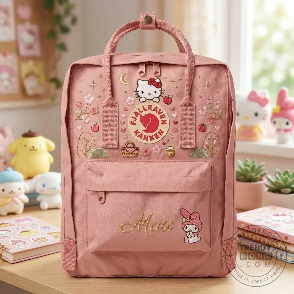 Hello Kitty and My Melody Embroidered Fjallraven Kanken Backpack 12 Hello Kitty and My Melody Embroidered Fjallraven Kanken Backpack