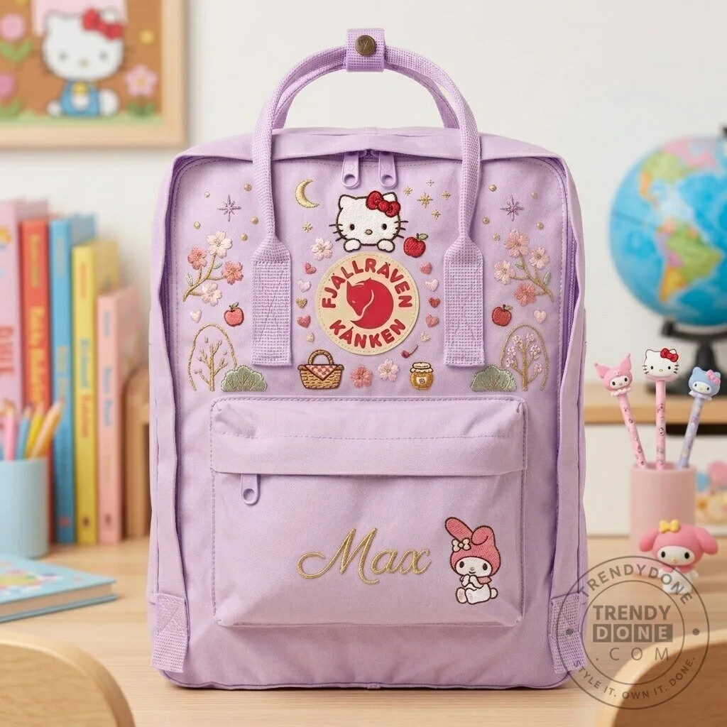 Hello Kitty and My Melody Embroidered Fjallraven Kanken Backpack 13 Hello Kitty and My Melody Embroidered Fjallraven Kanken Backpack