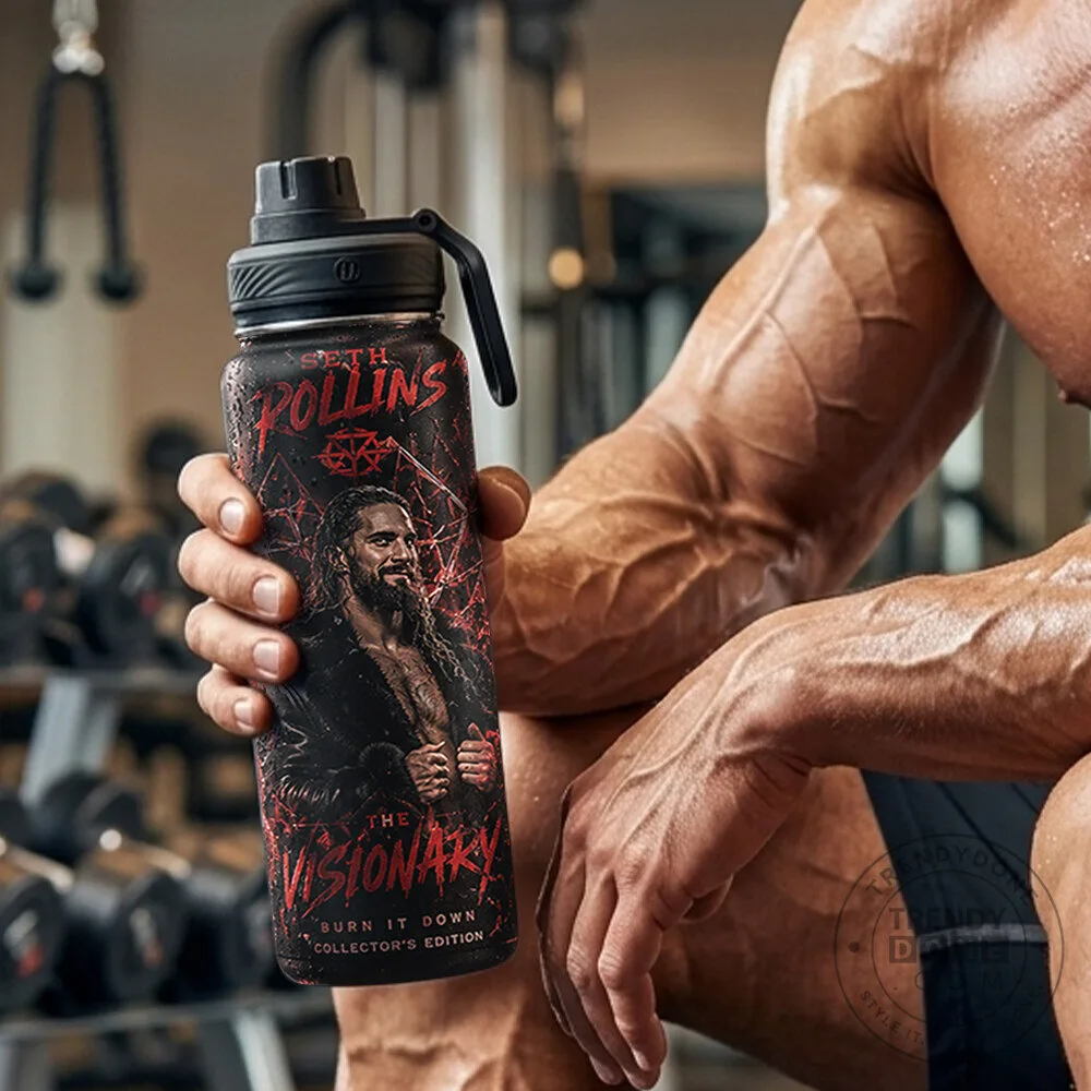 Seth Rollins The Visionary Burn It Down WWE Collector's Edition Water Bottle
