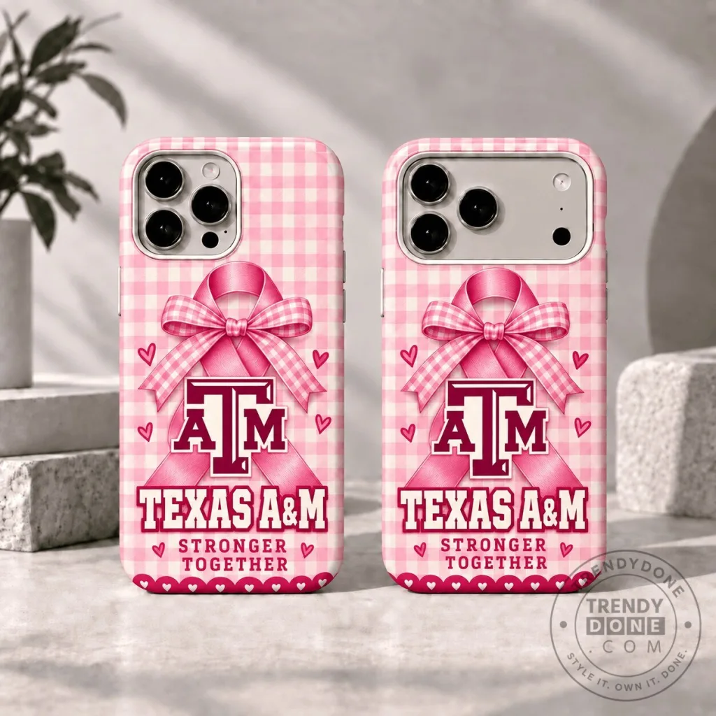 Texas A&M Aggies Breast Cancer Awareness Pink Gingham Pattern Phone Case Texas A&M Aggies Breast Cancer Awareness Pink Gingham Pattern Phone Case