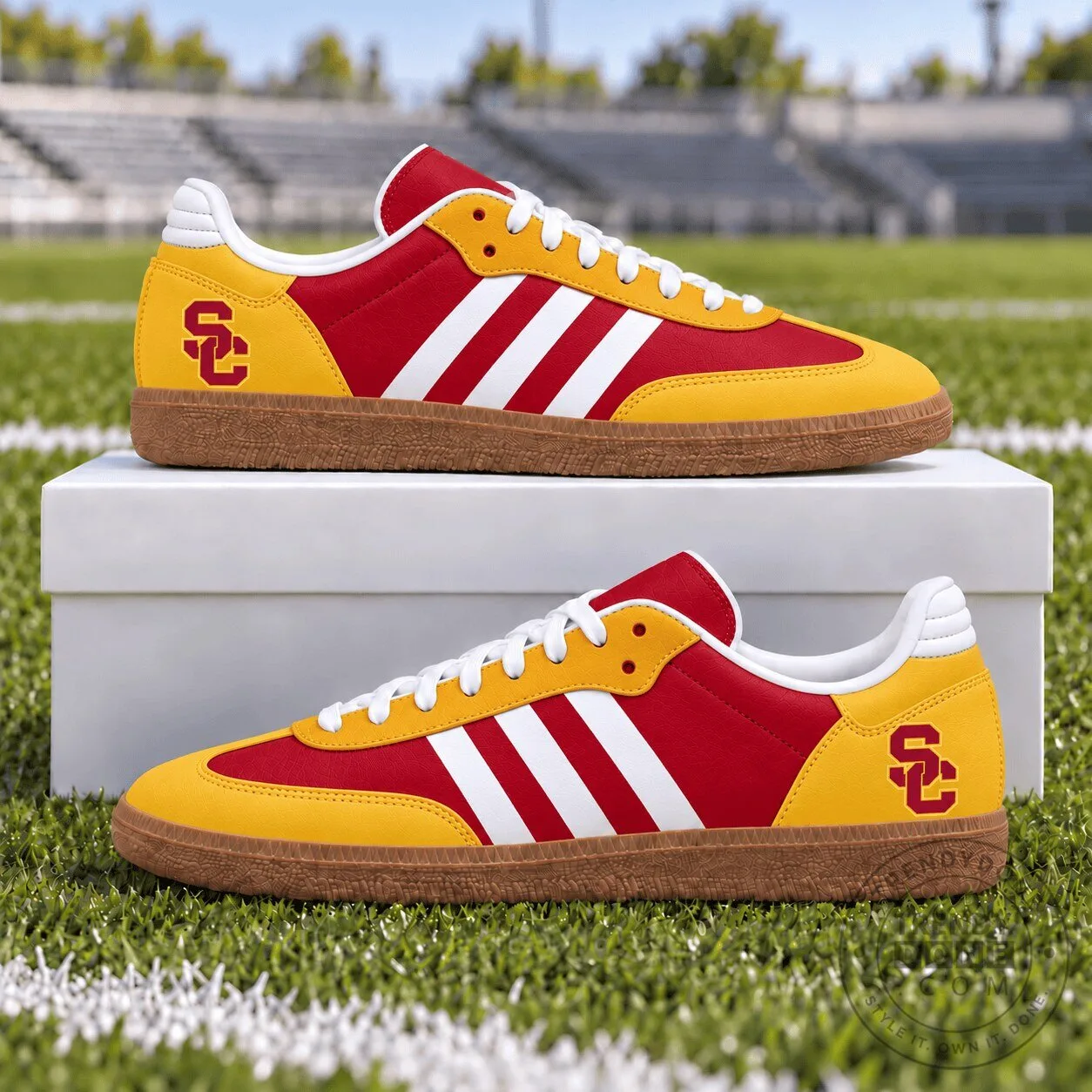 University of Southern California Trojans Red and Gold Stripes Shoes