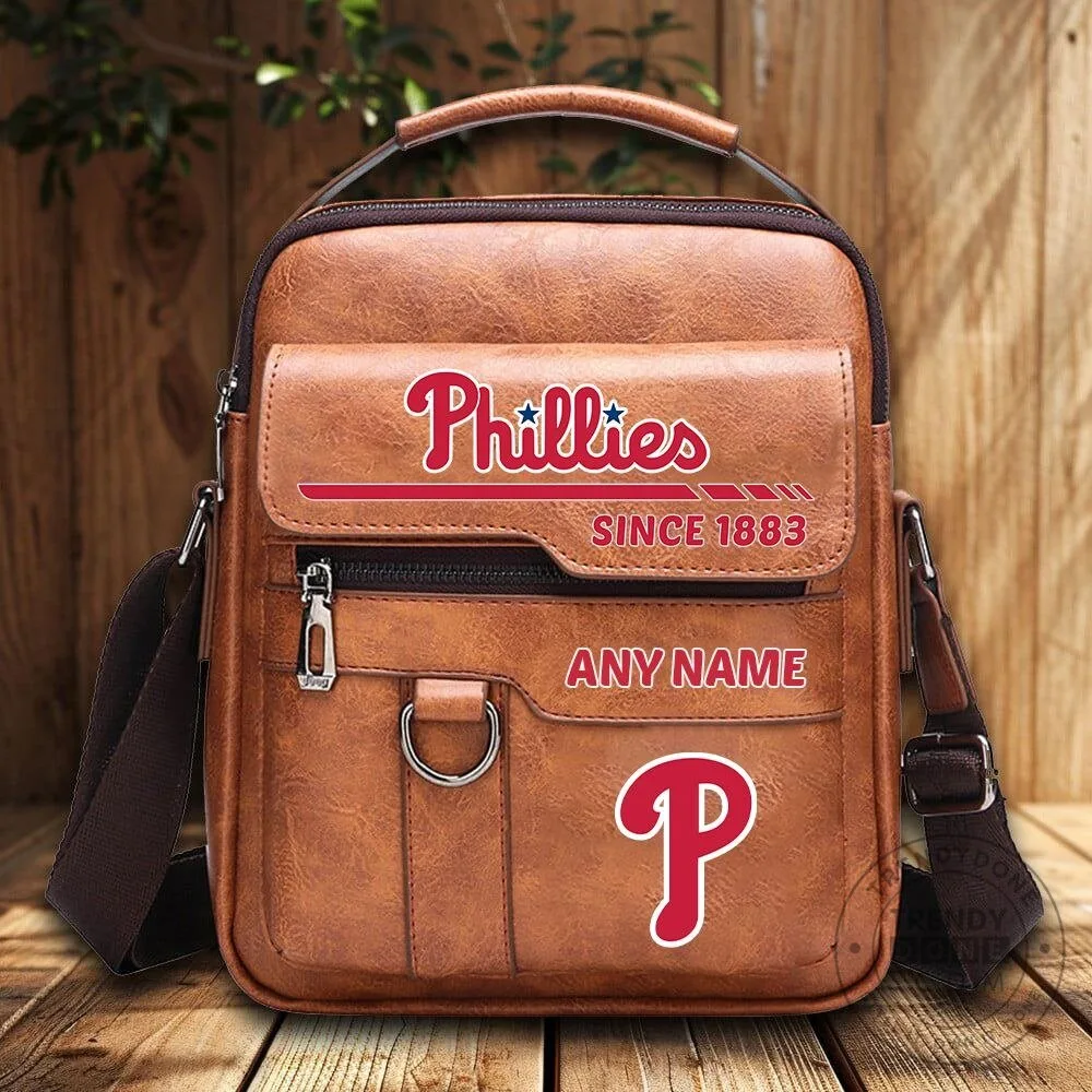 Philadelphia Phillies Personalized Vintage Leather Shoulder Bag