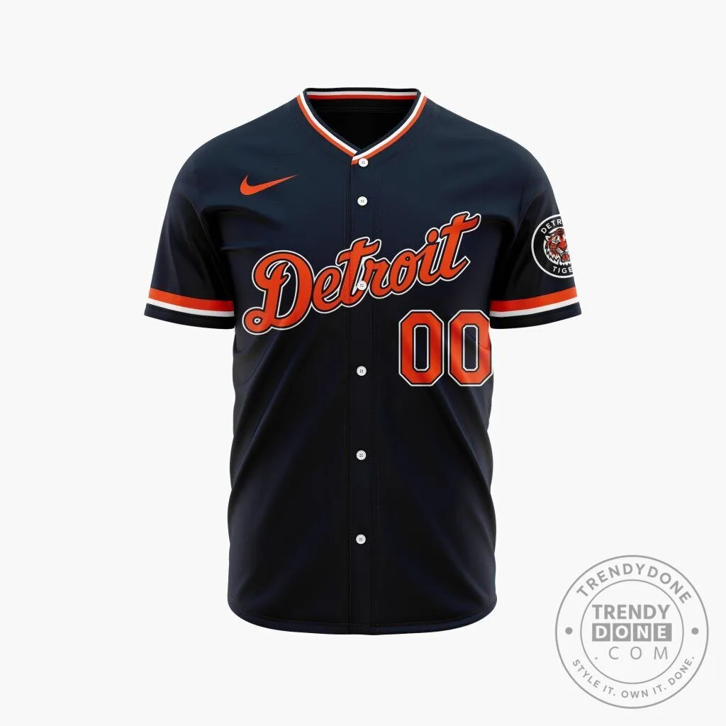 Detroit Tigers Personalized Navy Alternate Baseball Jersey 4 Detroit Tigers Personalized Navy Alternate Baseball Jersey
