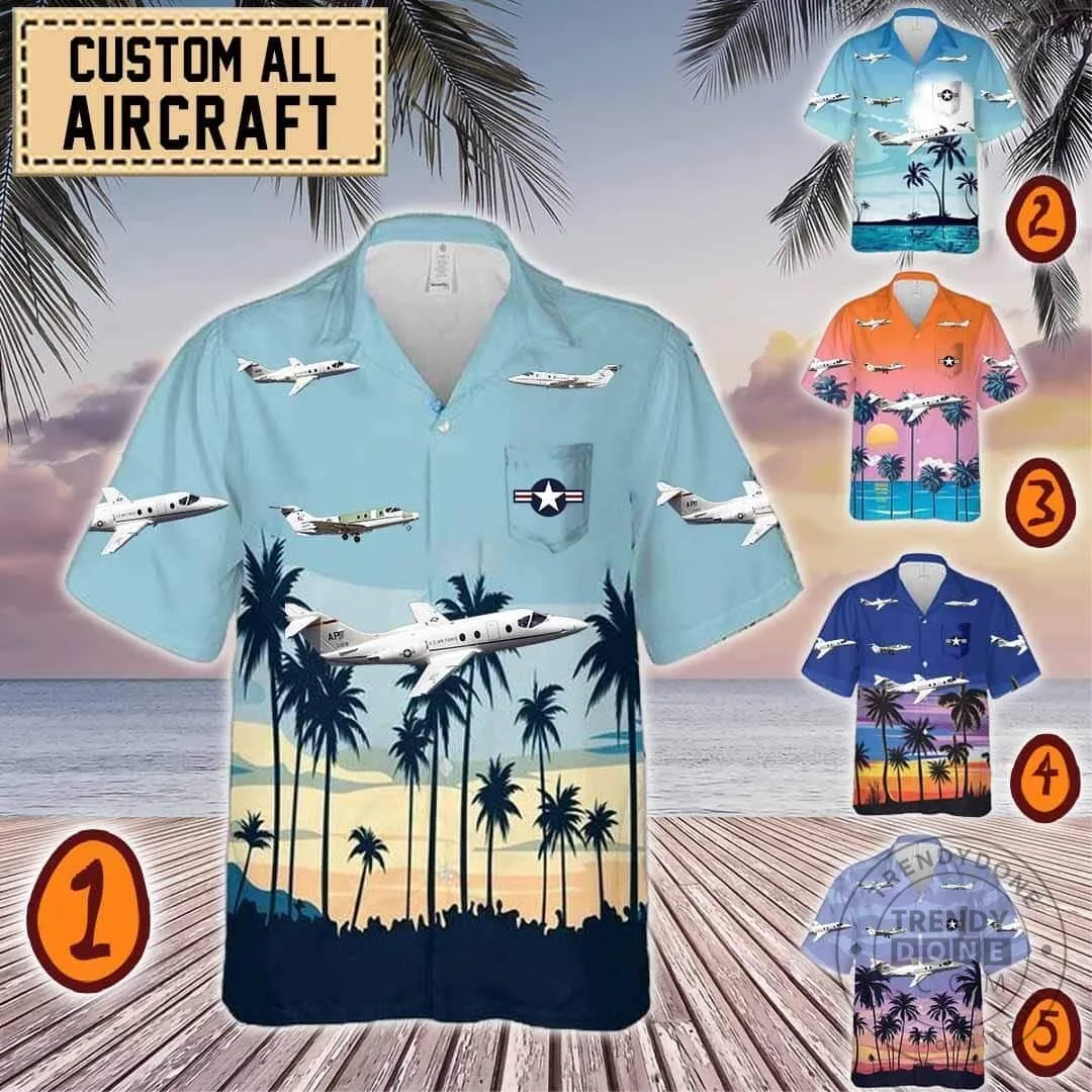 USAF T-1 Jayhawk Aircraft Palm Trees Hawaiian Shirt