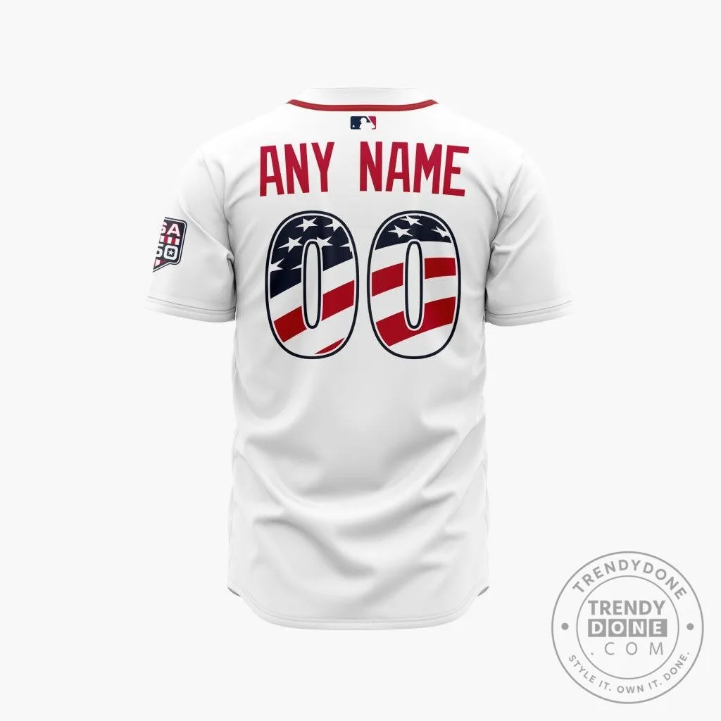 Boston Red Sox Personalized Stars and Stripes Baseball Jersey 9 Boston Red Sox Personalized Stars and Stripes Baseball Jersey