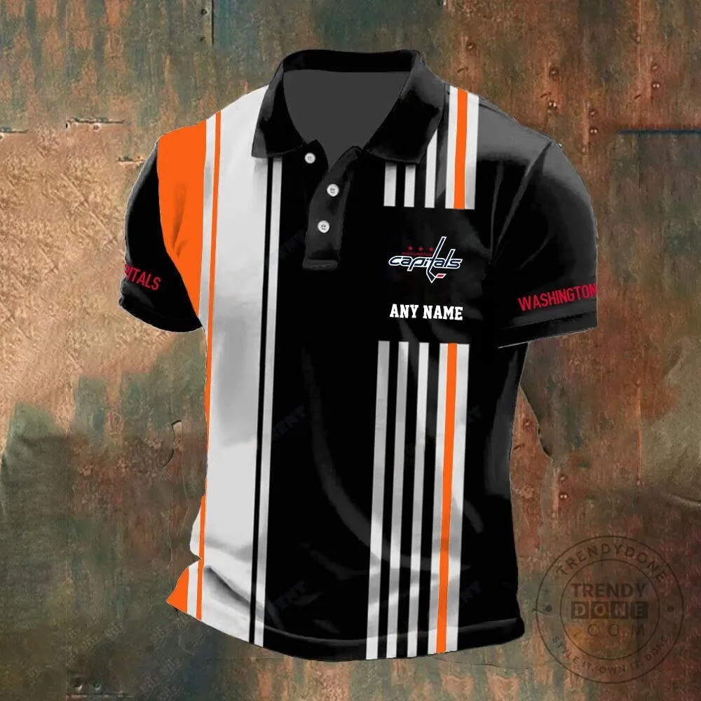 Washington Capitals Personalized Black and White Striped Polo Shirt 15 Washington Capitals Personalized Black and White Striped Polo Shirt