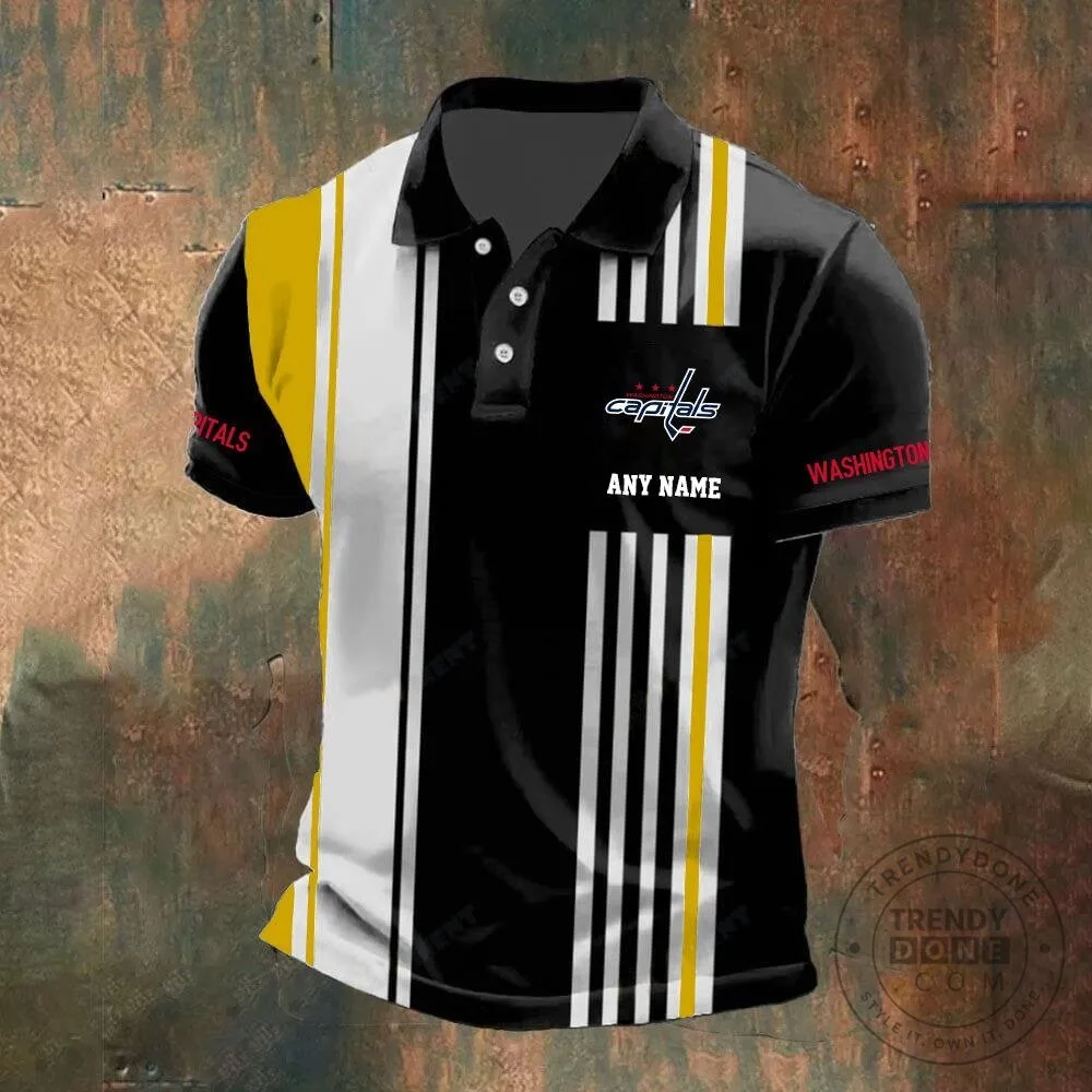 Washington Capitals Personalized Black and White Striped Polo Shirt 17 Washington Capitals Personalized Black and White Striped Polo Shirt