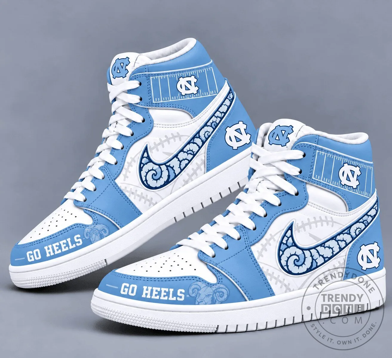 North Carolina Tar Heels Team Spirit Air Jordan 1 High Top Sneakers