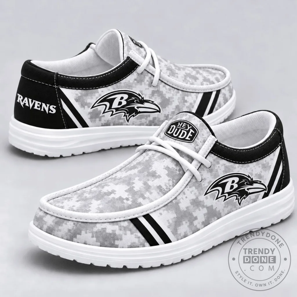 Baltimore Ravens Digital Camouflage Pattern Team Logo Loafer Shoes