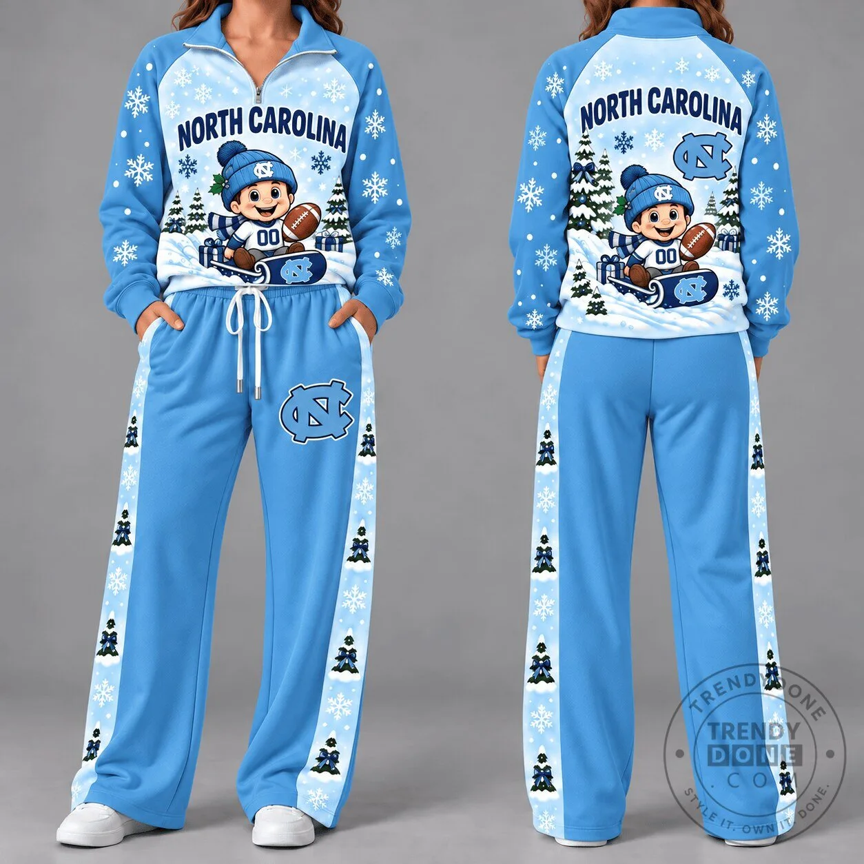 North Carolina Tar Heels Christmas Snowflakes Winter Quarter Zip Hoodie 1 North Carolina Tar Heels Christmas Snowflakes Winter Quarter Zip Hoodie