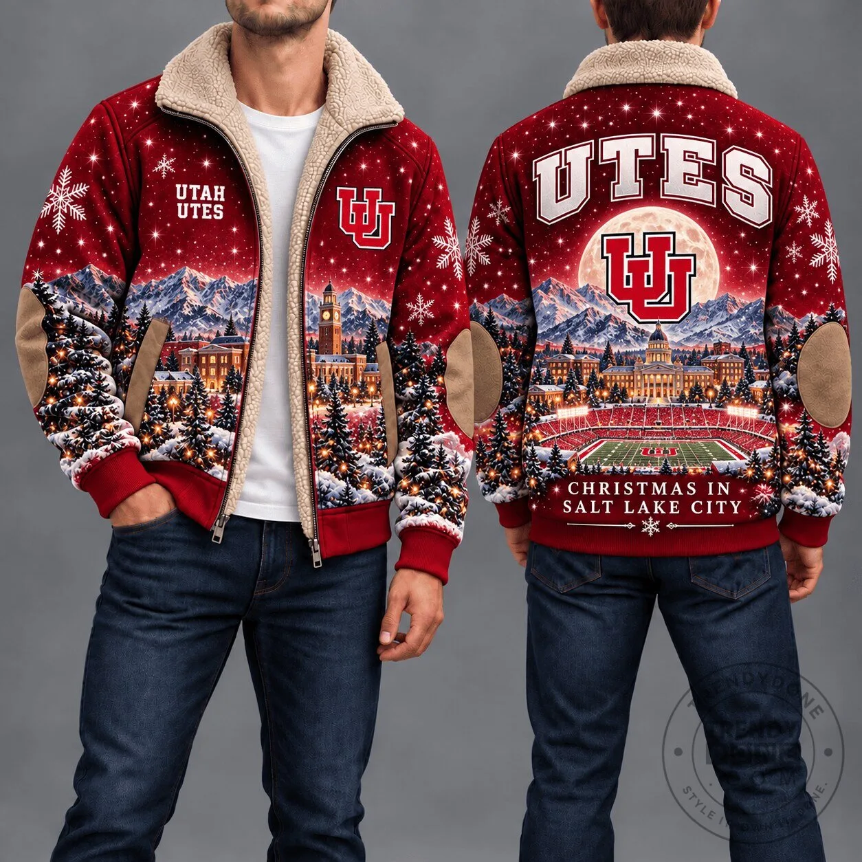 Utah Utes Christmas in Salt Lake City Sherpa Fleece Jacket