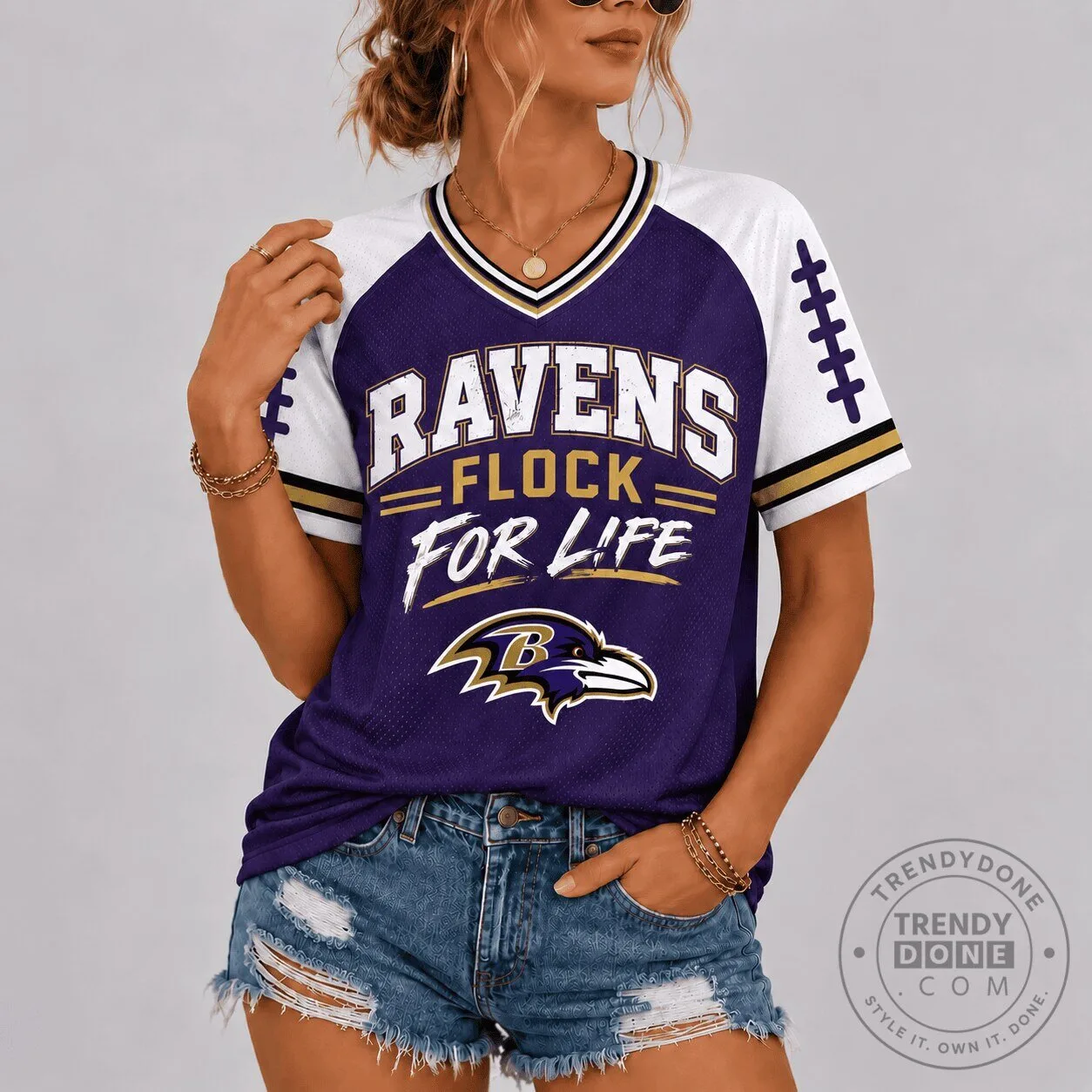 Baltimore Ravens Flock For Life Purple and White Football Team Jersey 1 Baltimore Ravens Flock For Life Purple and White Football Team Jersey