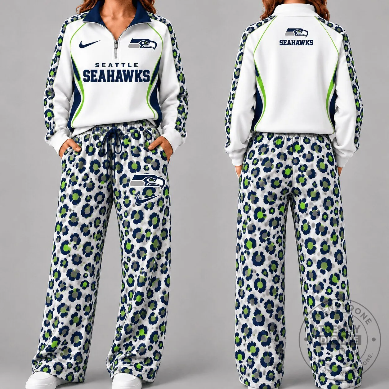 Seattle Seahawks Leopard Print Quarter Zip Pullover and Pants Set 5 Seattle Seahawks Leopard Print Quarter Zip Pullover and Pants Set