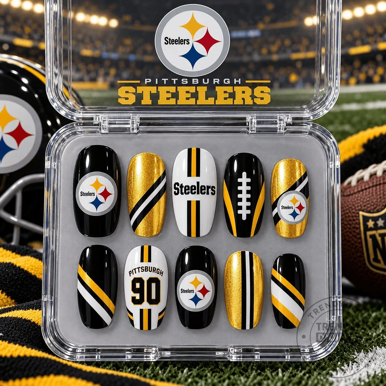 Pittsburgh Steelers Football Team Logo Design Press-On Nails Set