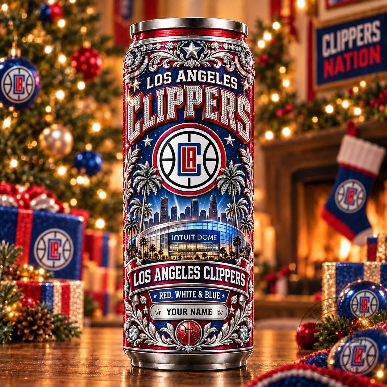 Los Angeles Clippers Basketball Team Red White Blue Intuit Dome Can Tumbler