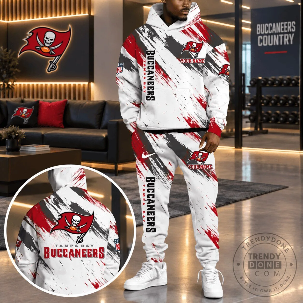 Tampa Bay Buccaneers Personalized NFL Team White Paint Splatter Hoodie 2 Tampa Bay Buccaneers Personalized NFL Team White Paint Splatter Hoodie