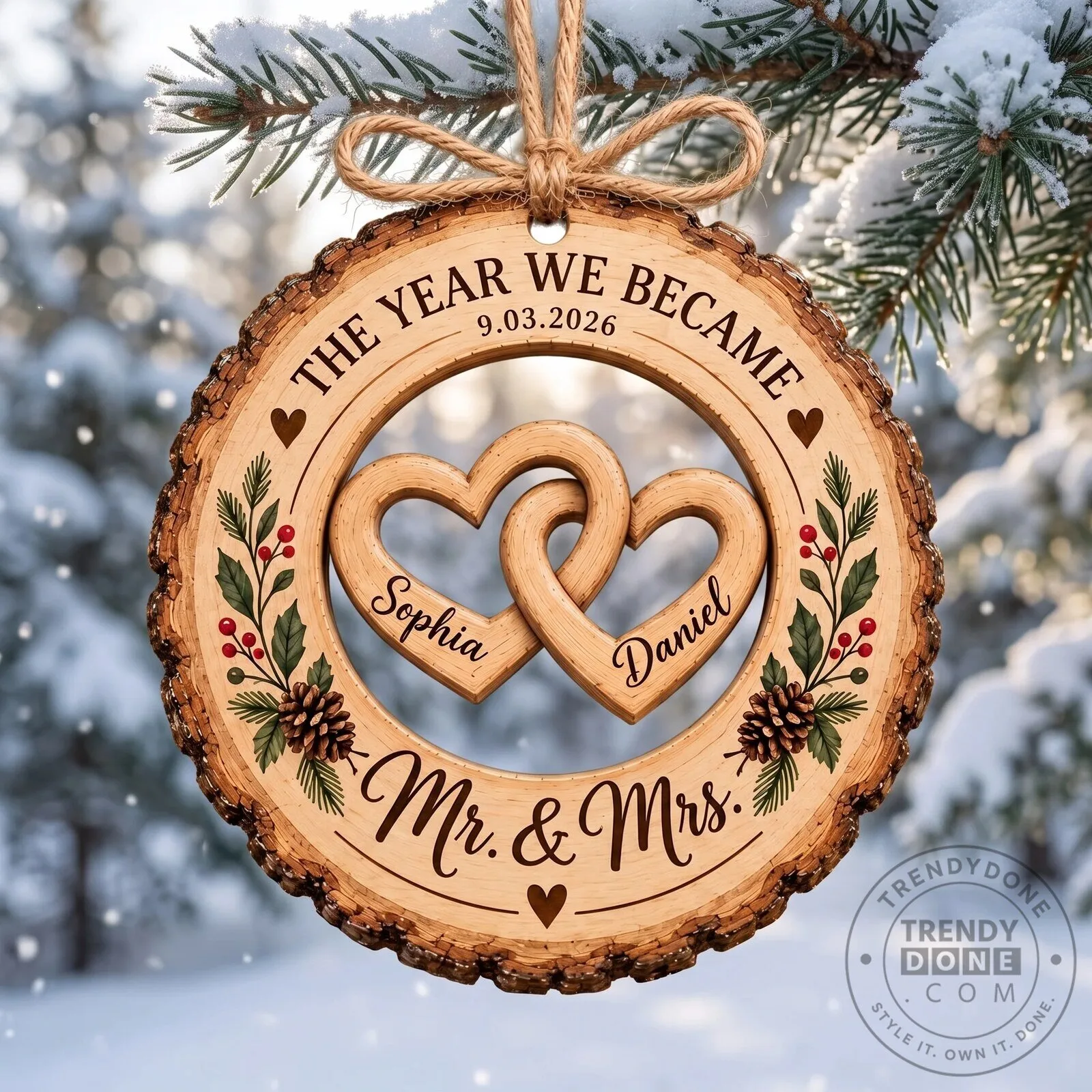 Personalized First Christmas As Mr. And Mrs. Wooden Ornament 7 Personalized First Christmas As Mr. And Mrs. Wooden Ornament