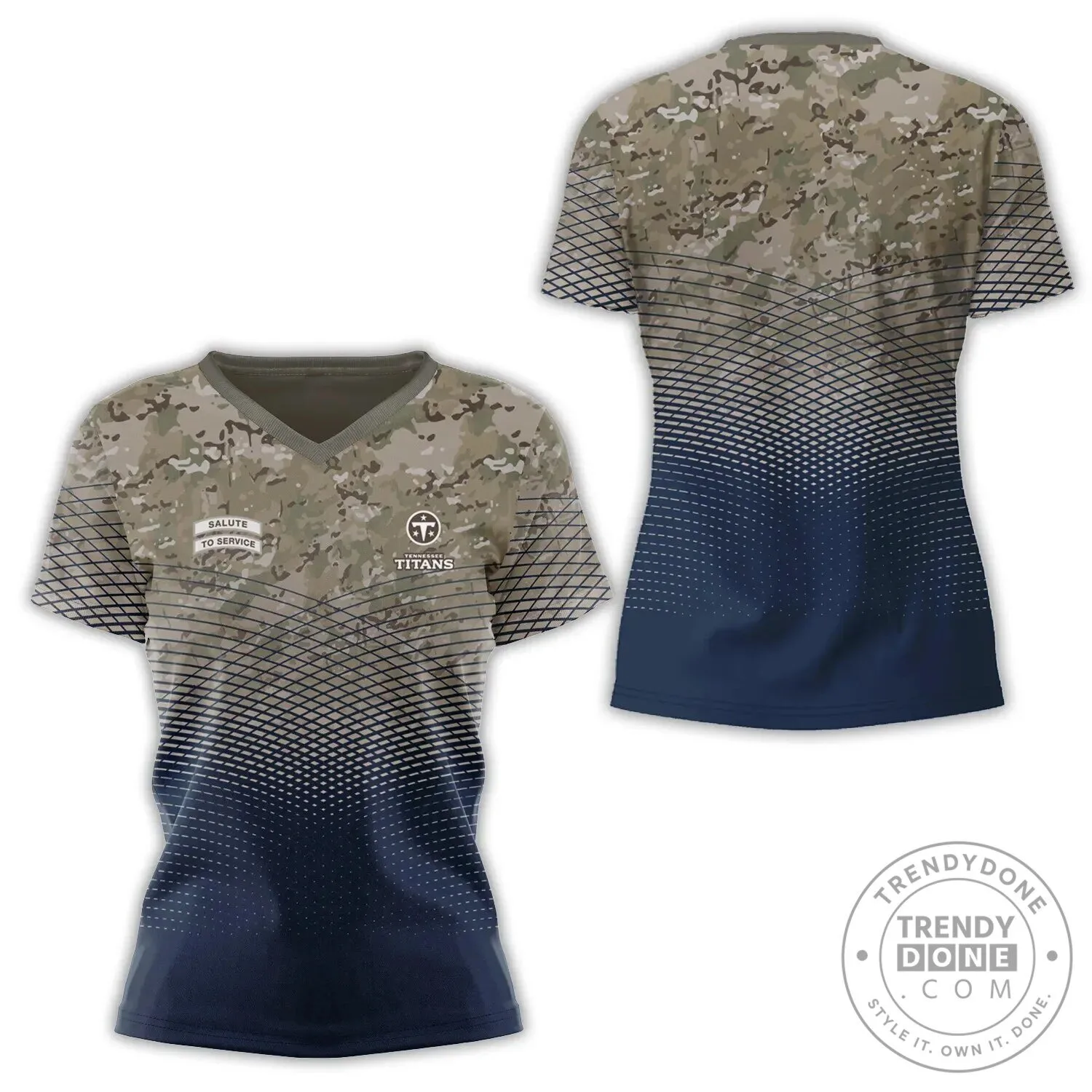 Tennessee Titans Salute To Service Camouflage V-Neck T-Shirt