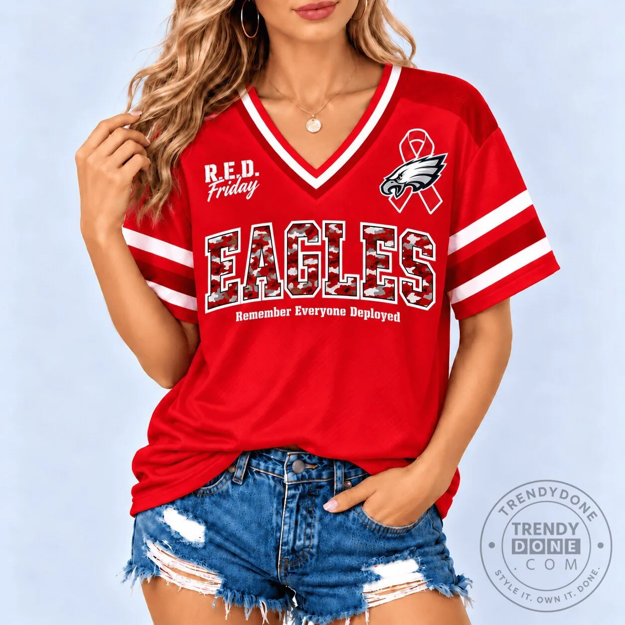 Philadelphia Eagles Remember Everyone Deployed R.E.D. Friday Women's V-Neck T-Shirt
