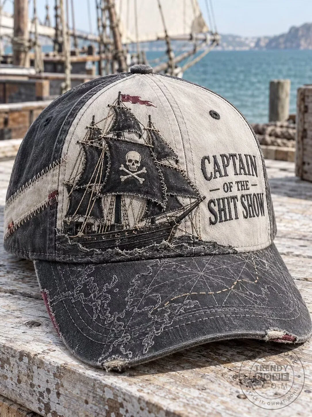 Captain of the Shit Show Pirate Ship Skull and Crossbones Baseball Cap Hat 5 Captain of the Shit Show Pirate Ship Skull and Crossbones Baseball Cap Hat