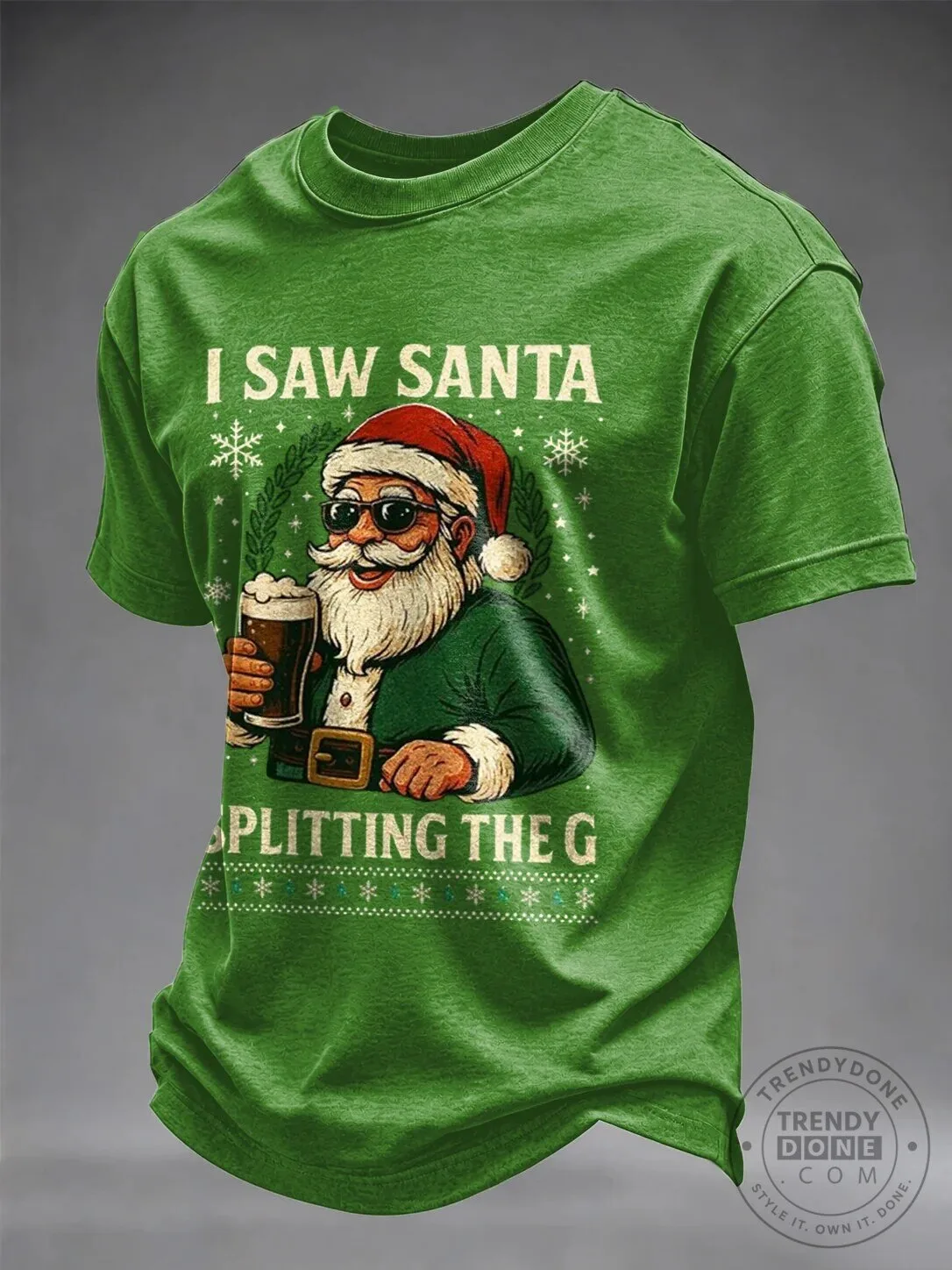 Funny Irish Santa Claus Splitting The G Christmas Holiday Green T-Shirt 3 Funny Irish Santa Claus Splitting The G Christmas Holiday Green T-Shirt