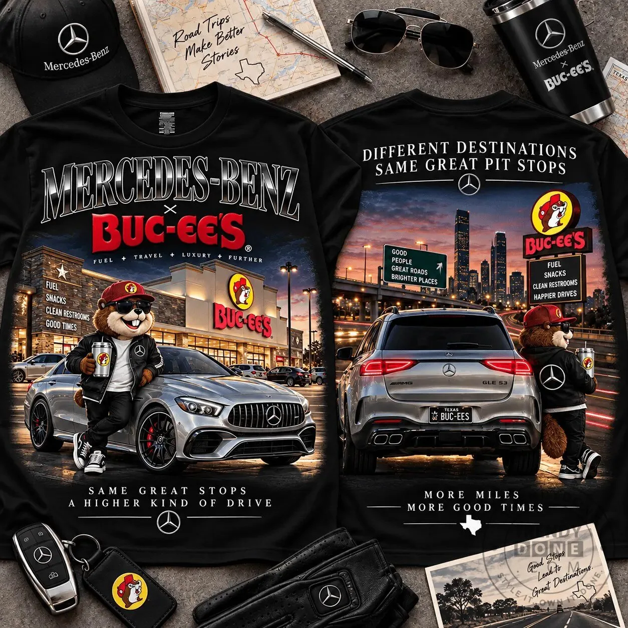 Mercedes-Benz Buc-ee’s Road Trip Shirt for Luxury Car Enthusiasts