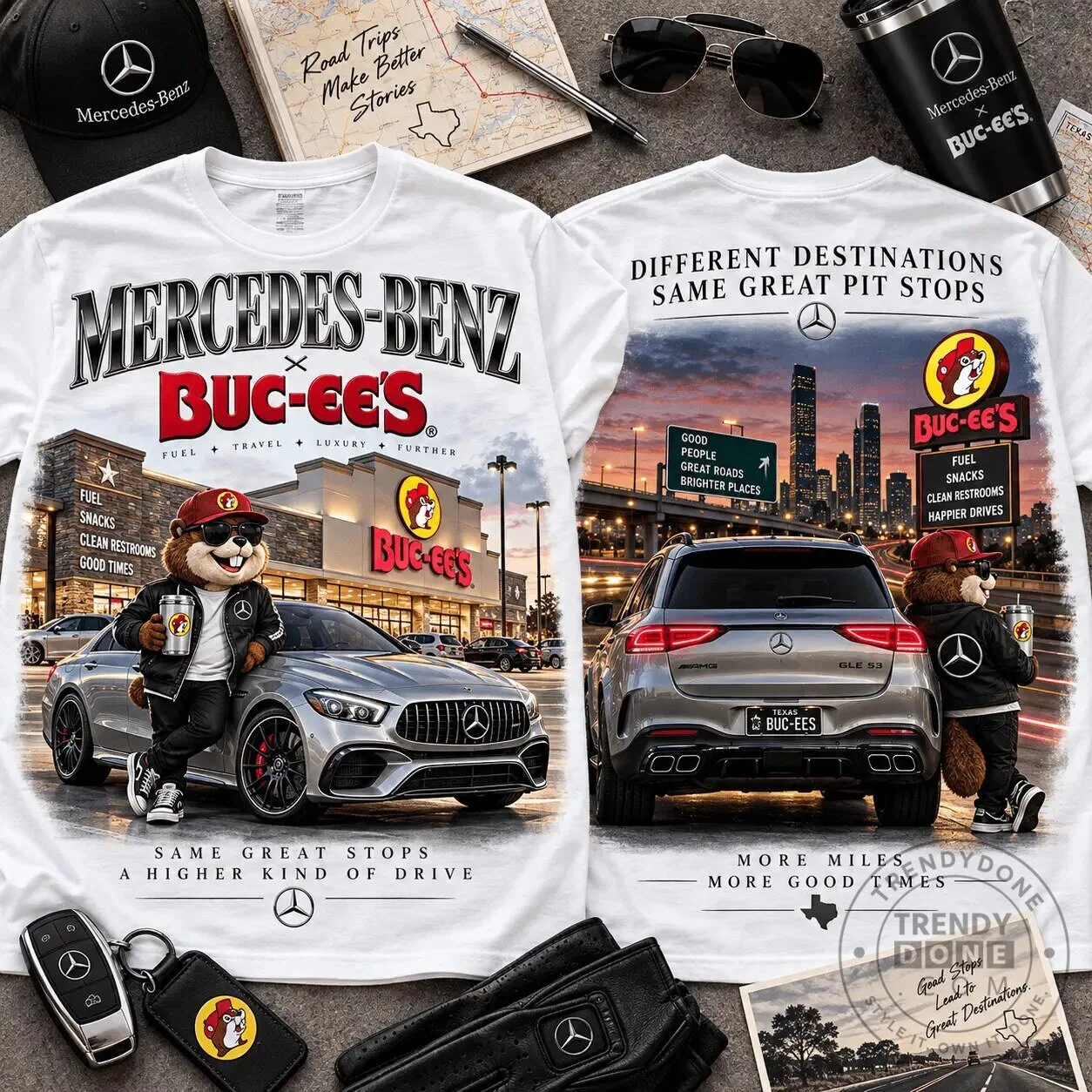 Mercedes-Benz Buc-ee's Road Trip Shirt for Luxury Car Enthusiasts 7 Mercedes-Benz Buc-ee