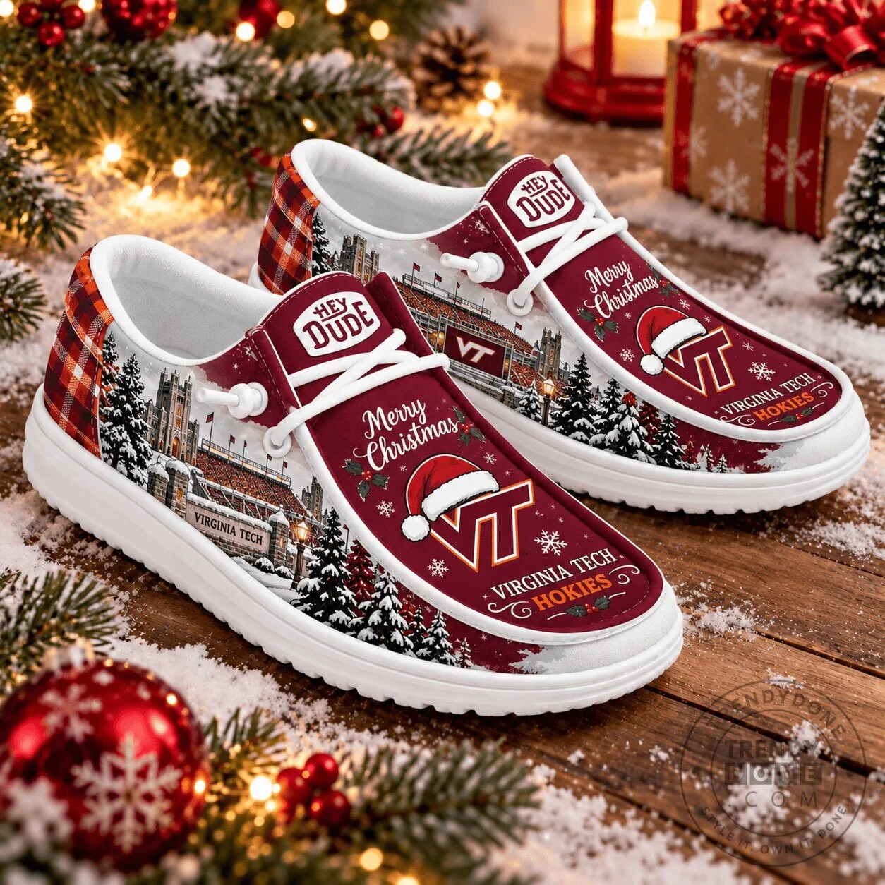 Virginia Tech Hokies Christmas Stadium Scene Shoes - Merry Christmas Slip-On Shoes 5 Virginia Tech Hokies Christmas Stadium Scene Shoes - Merry Christmas Slip-On Shoes