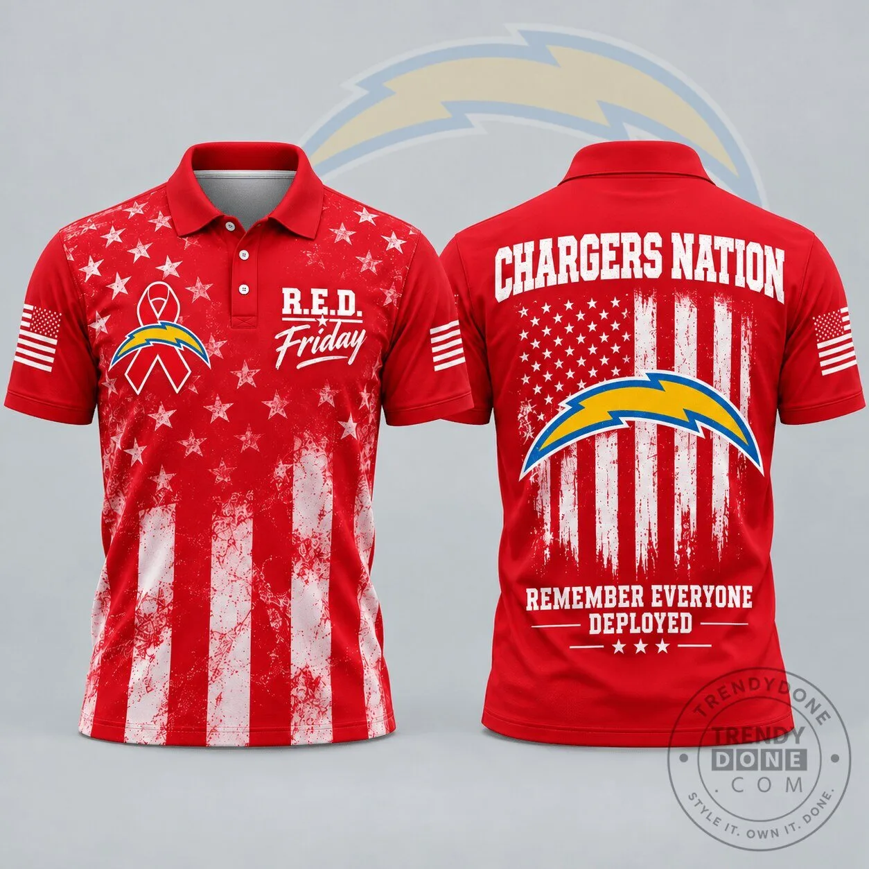 Los Angeles Chargers Remember Everyone Deployed R.E.D. Friday American Flag Polo Shirt 4 Los Angeles Chargers Remember Everyone Deployed R.E.D. Friday American Flag Polo Shirt