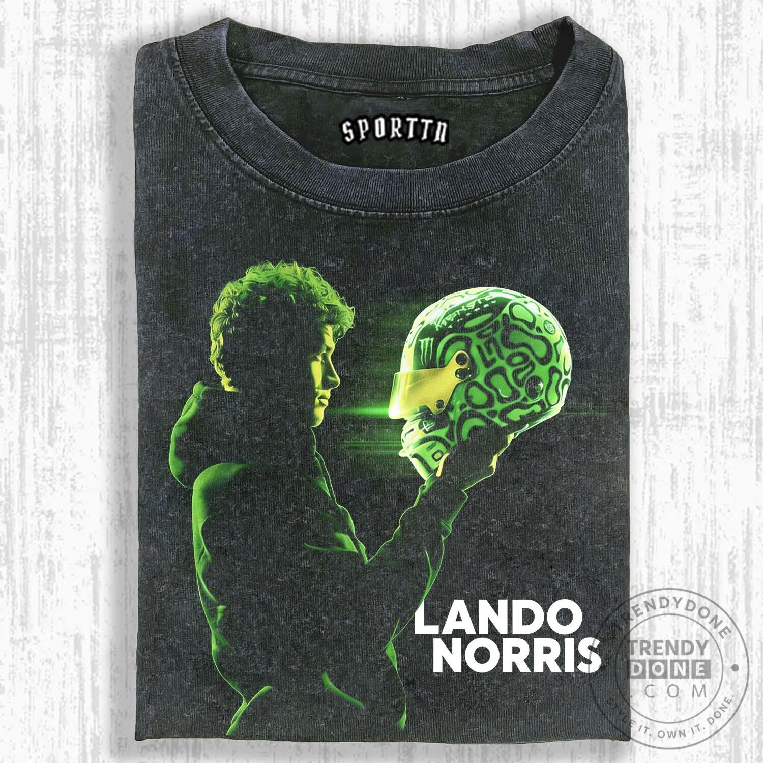Graphic Tee Showcasing Lando Norris, F1 Racing Driver