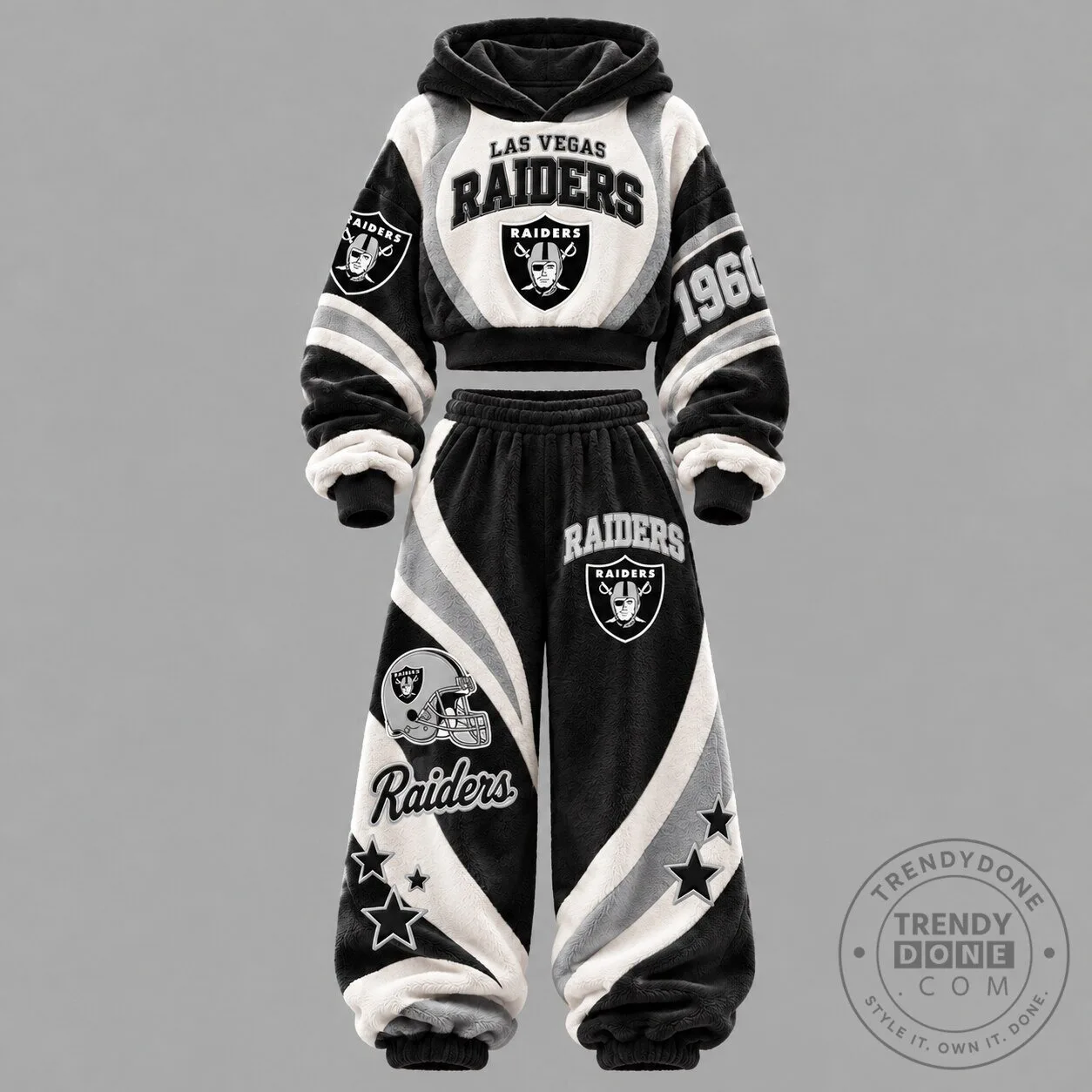 Las Vegas Raiders Vintage Flannel Cropped Hoodie
