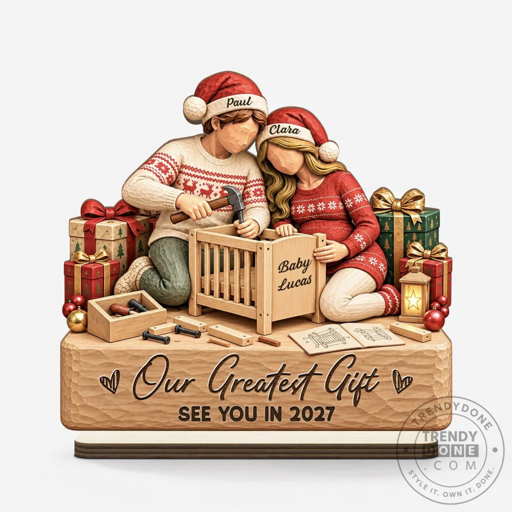 Personalized Expecting Couple Our Greatest Gift Wooden Plaque with Flat Stand Personalized Expecting Couple Our Greatest Gift Wooden Plaque with Flat Stand