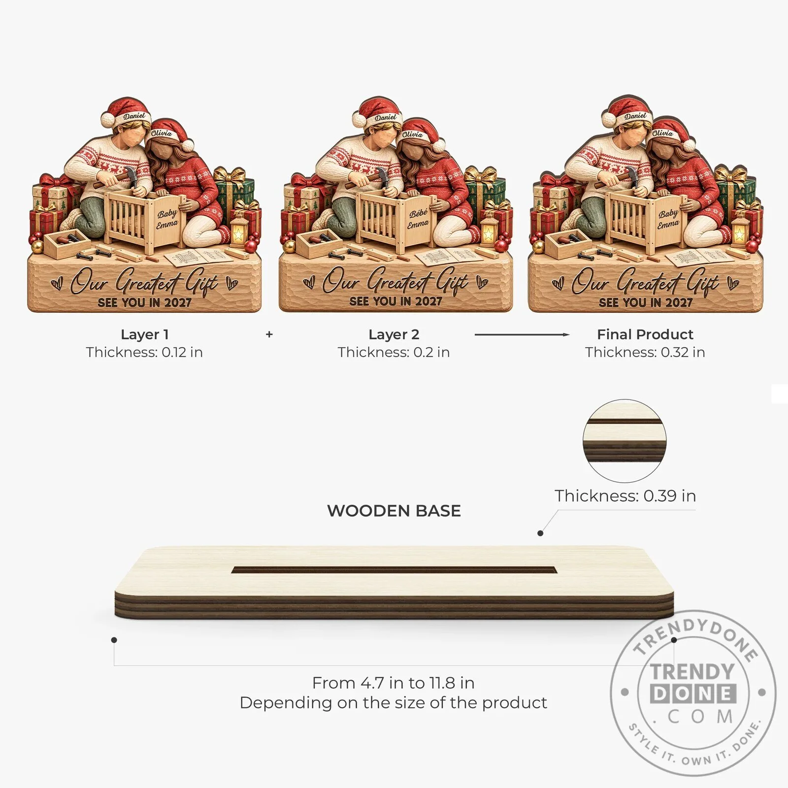 Personalized Expecting Couple Our Greatest Gift Wooden Plaque with Flat Stand 11 Personalized Expecting Couple Our Greatest Gift Wooden Plaque with Flat Stand