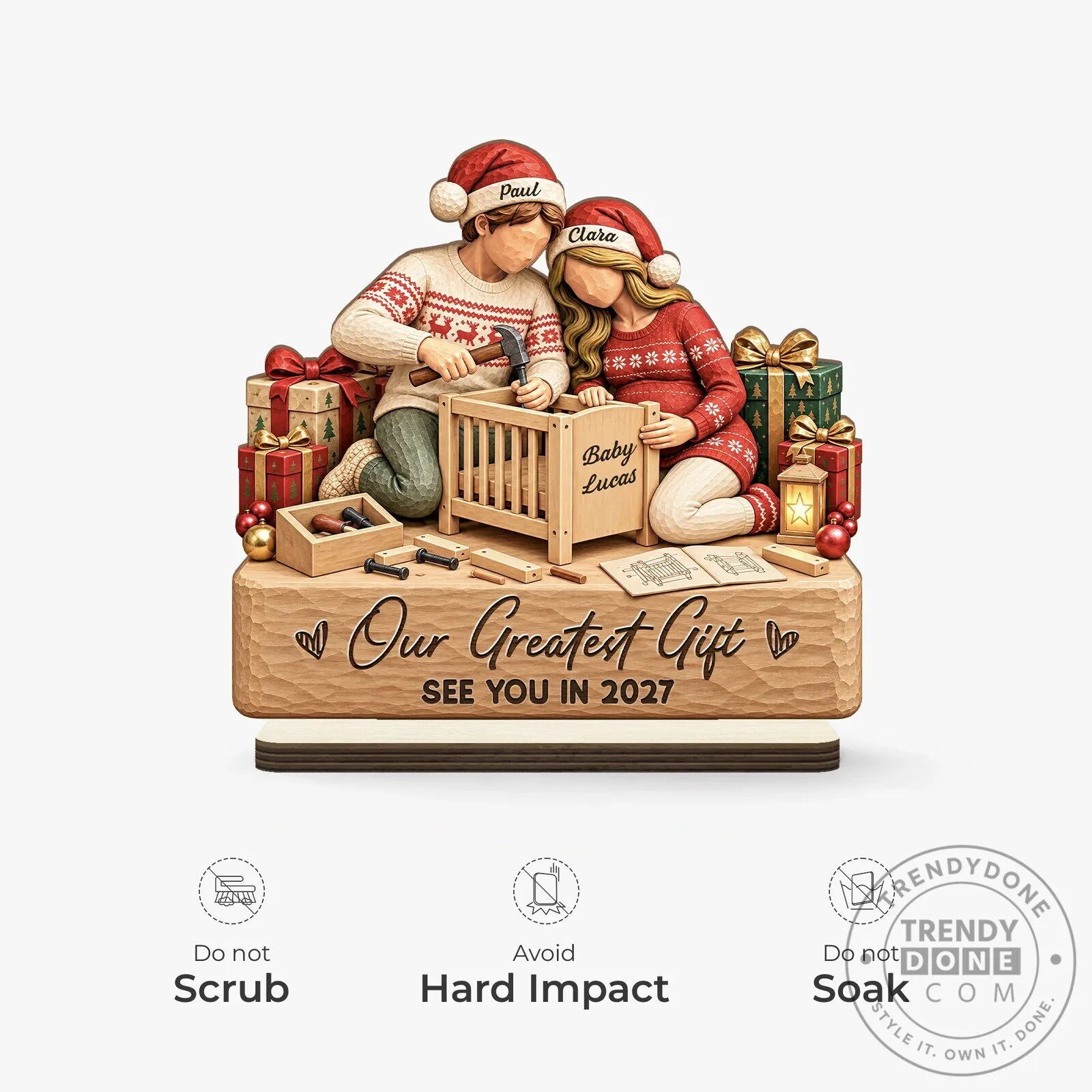 Personalized Expecting Couple Our Greatest Gift Wooden Plaque with Flat Stand 12 Personalized Expecting Couple Our Greatest Gift Wooden Plaque with Flat Stand