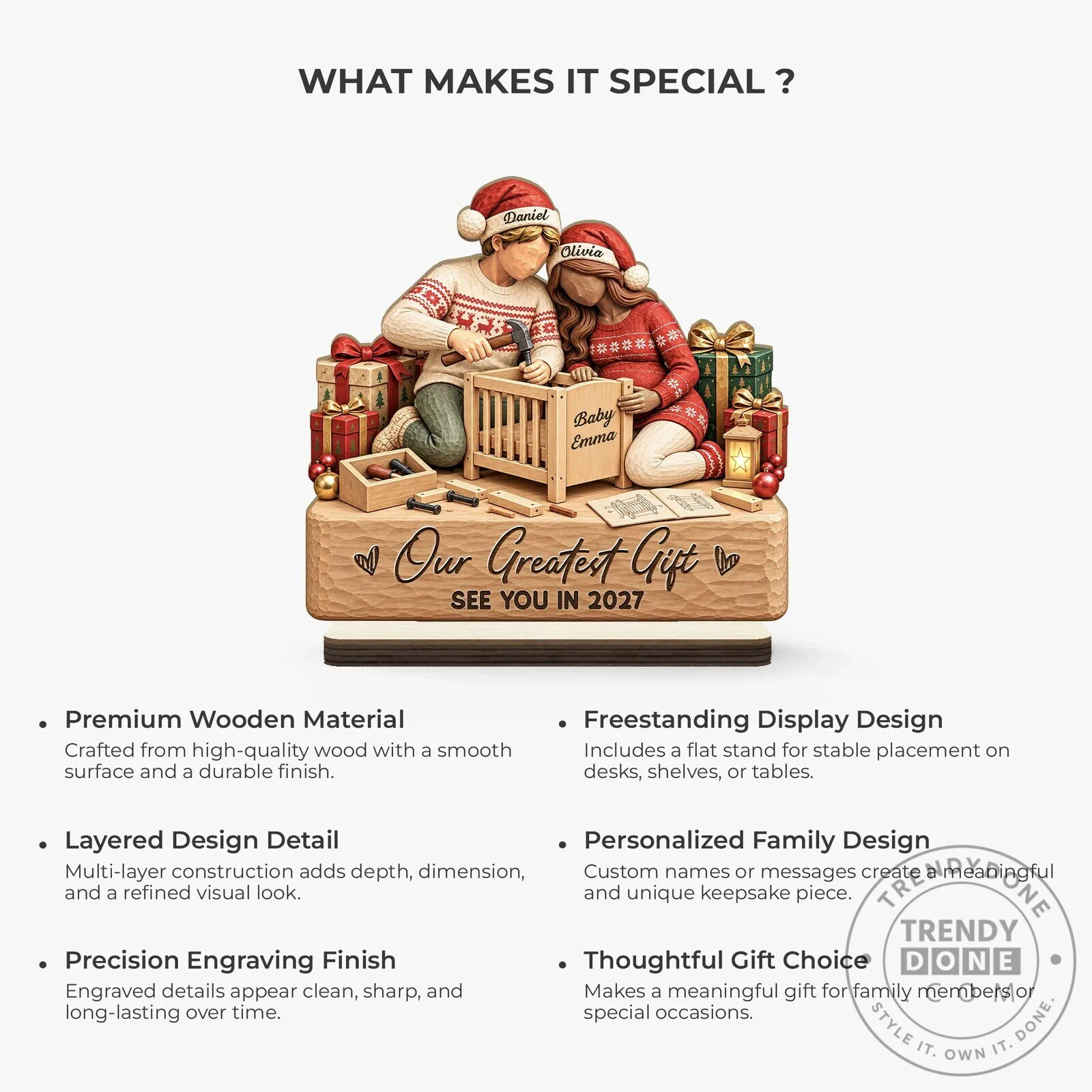 Personalized Expecting Couple Our Greatest Gift Wooden Plaque with Flat Stand 13 Personalized Expecting Couple Our Greatest Gift Wooden Plaque with Flat Stand