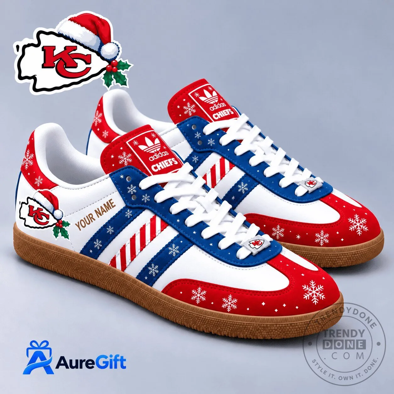 Kansas City Chiefs Christmas Personalized Name Samba Shoes